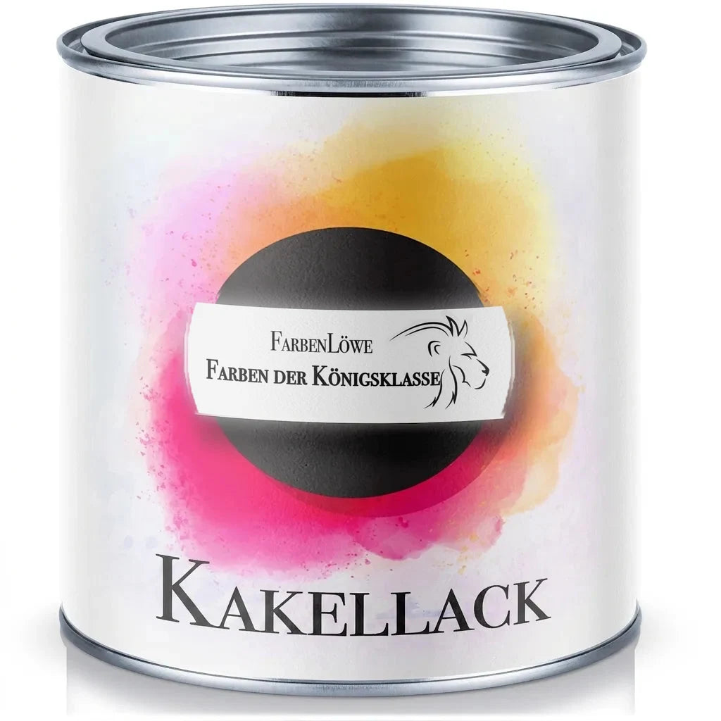 FarbenLöwe kakellack i burk. Premium kakelfärg för renovering av kakel och klinker. Färgglad etikett.