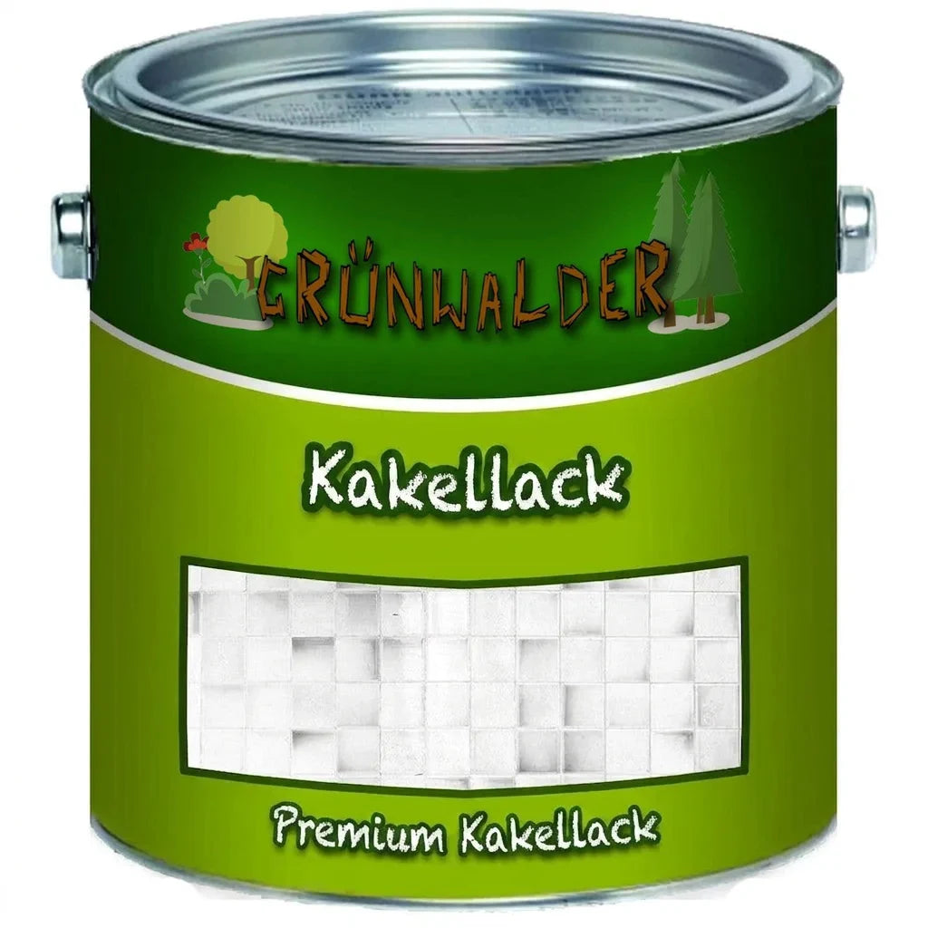 Grünwalder premium kakelfärg i en grön burk.