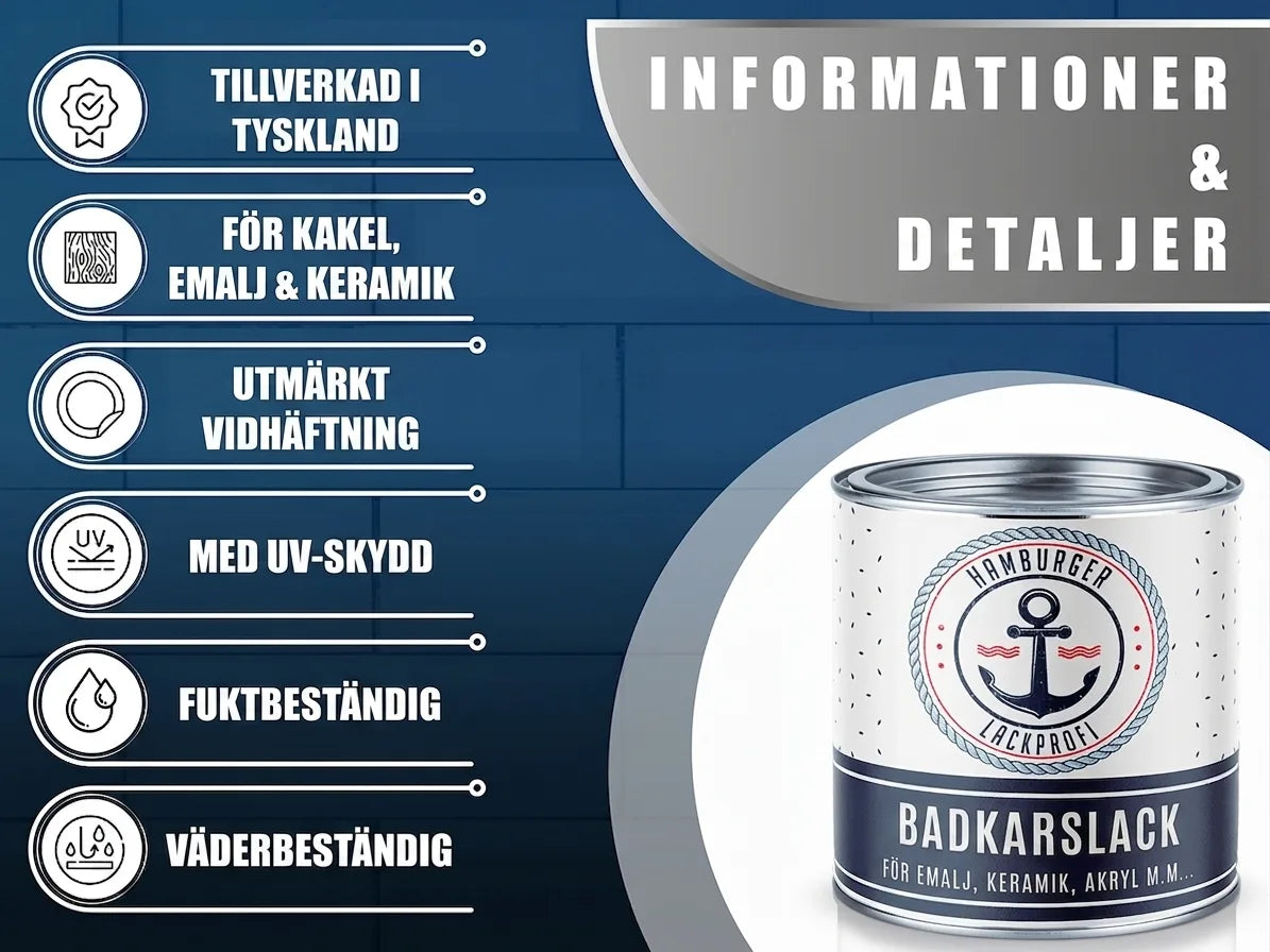 Produktbild av badkarsfärg som är tillverkad i Tyskland, fukt- och väderbeständig, för kakel, emalj, keramik.