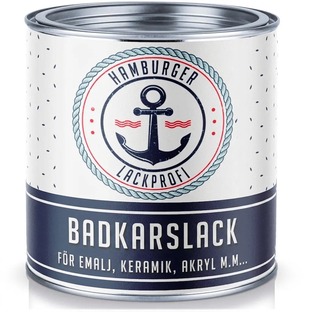 Burk med Hamburger Lackprofi badkarsfärg för emalj, keramik, akryl. Marint tema med ankare.