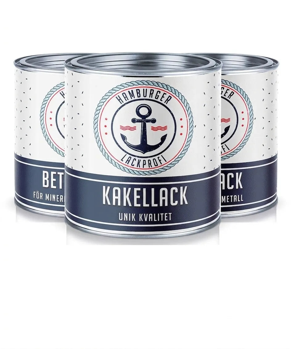 Hamburger Lackprofi kakellack i tre burkar, även betong- och metallfärg. Hög kvalitet.