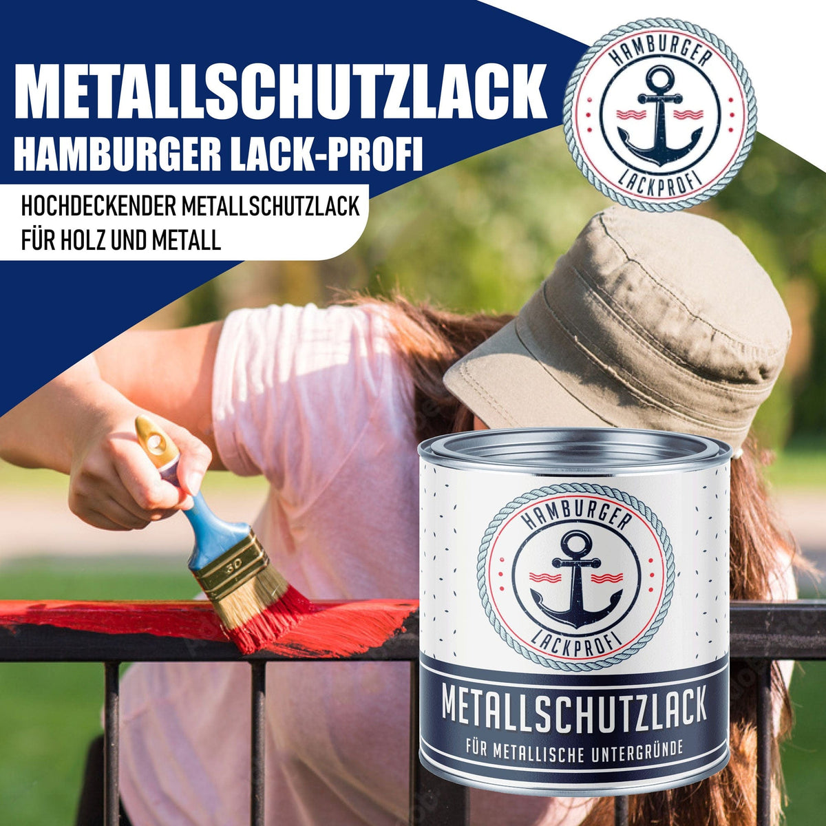 Metallschutzlack 3in1 SEIDENMATT Rundumsorglos-Set (X500) inkl. Zubehör XXL - Hamburger Lack-Profi