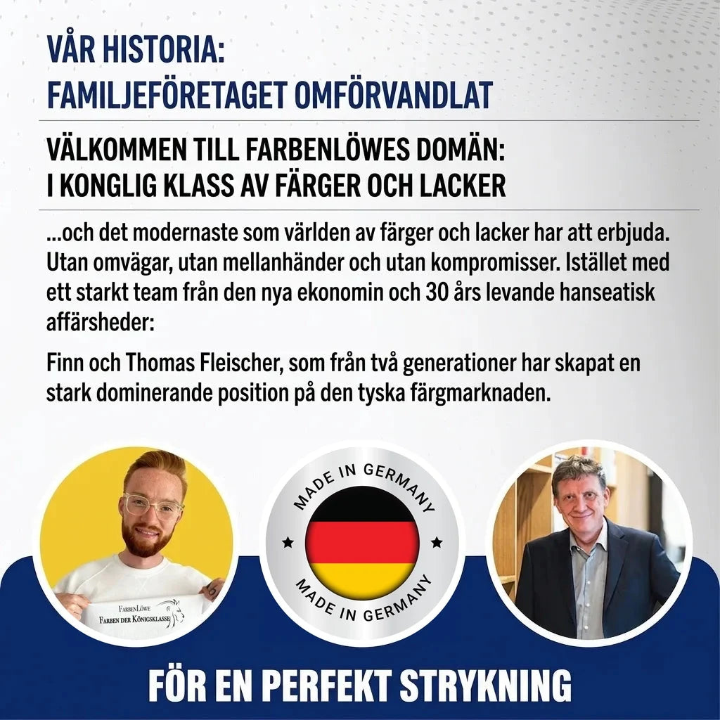 Farbenlöwe: familjeföretag som omdefinierar färger & lacker. Finn & Thomas Fleischer, Made in Germany för perfekt resultat.