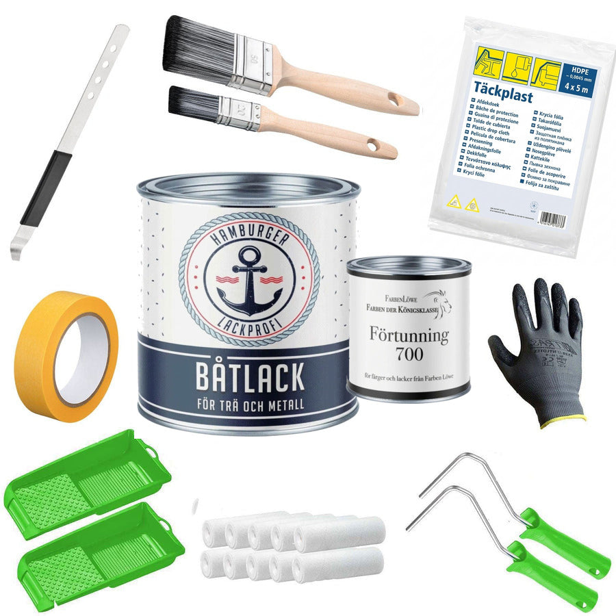 Båtlack allt-i-ett-set (X500) inkl. tillbehör XXL - Hamburger Lack-Profi