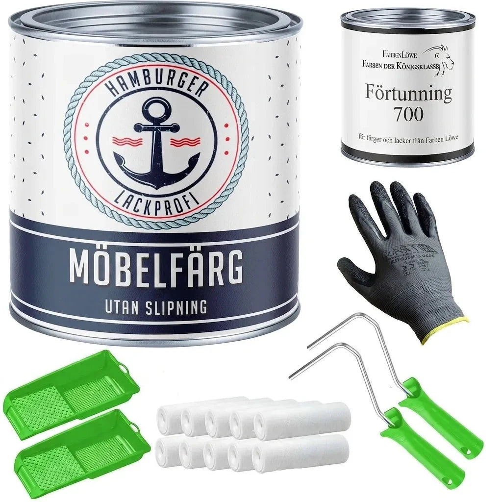 Möbelfärg i komplett set - möbellack utan slipning inkl. färgroller & förtunning - Hamburger Lack-Profi